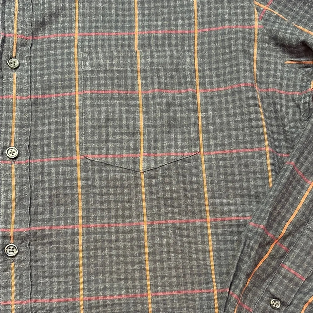 J. Crew Men's Gray &‎ Orange Plaid Long Sleeve Button Down Flannel Shirt XL